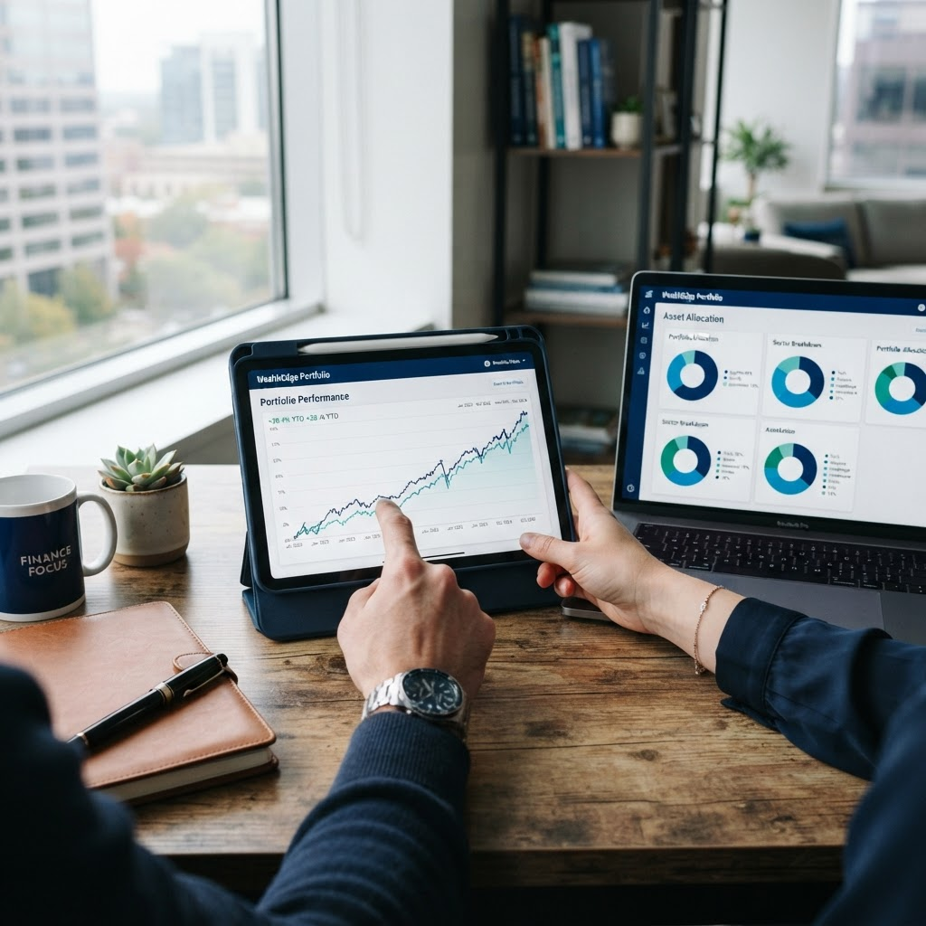 Investment portfolio growth chart on a tablet